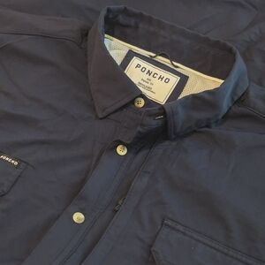 Poncho Navy Button-Up Shirt